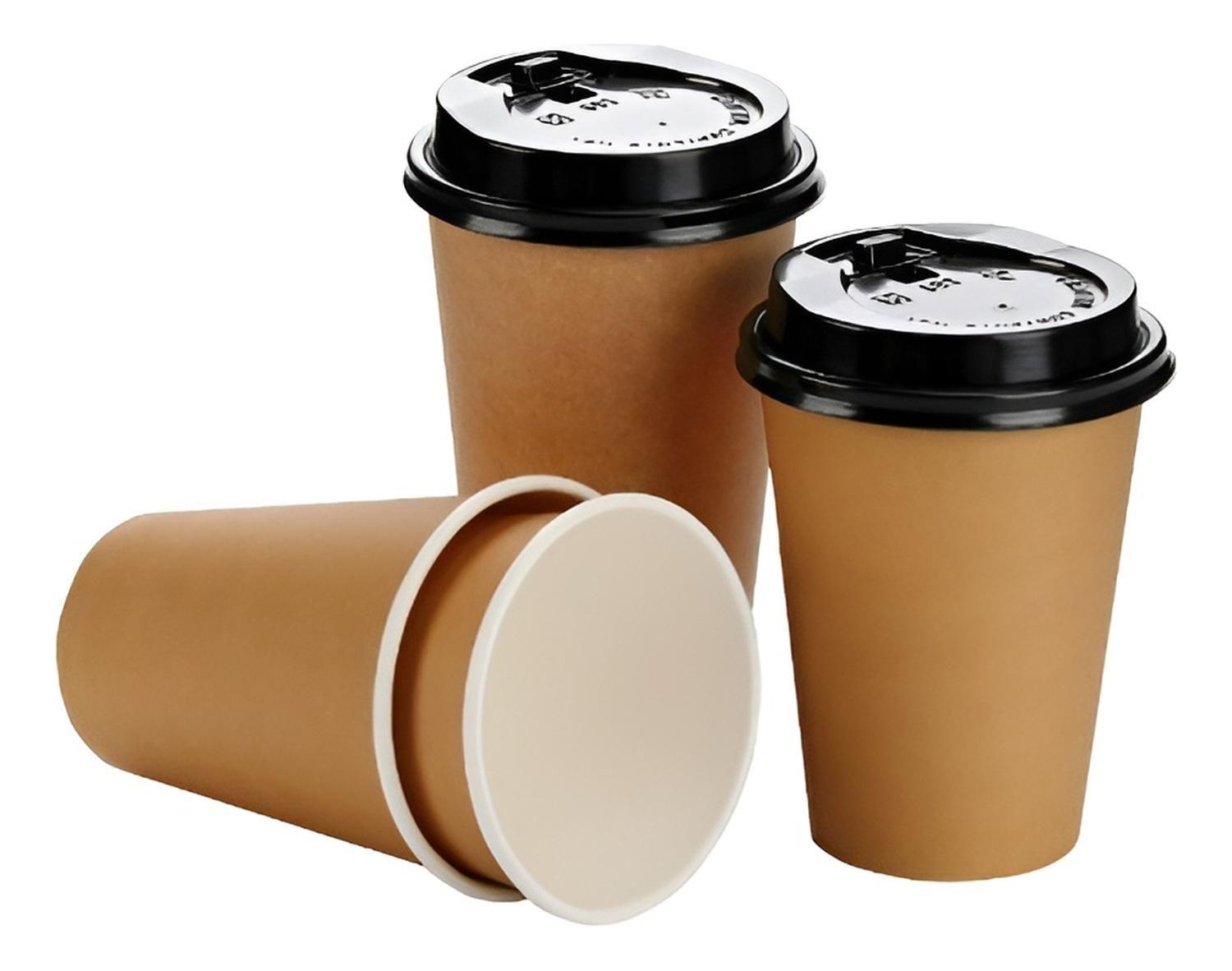 X100 Vasos Para Cafe Vaso Polipapel Vaso Kraft C/tapa 8oz Marrón Claro / Vaso Doble Pared 8oz-9
