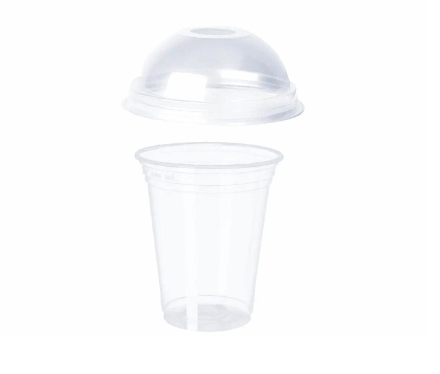 50 Vaso Desechable Plasticos Vaso Tapa Domo Con Hoyo 500ml-0