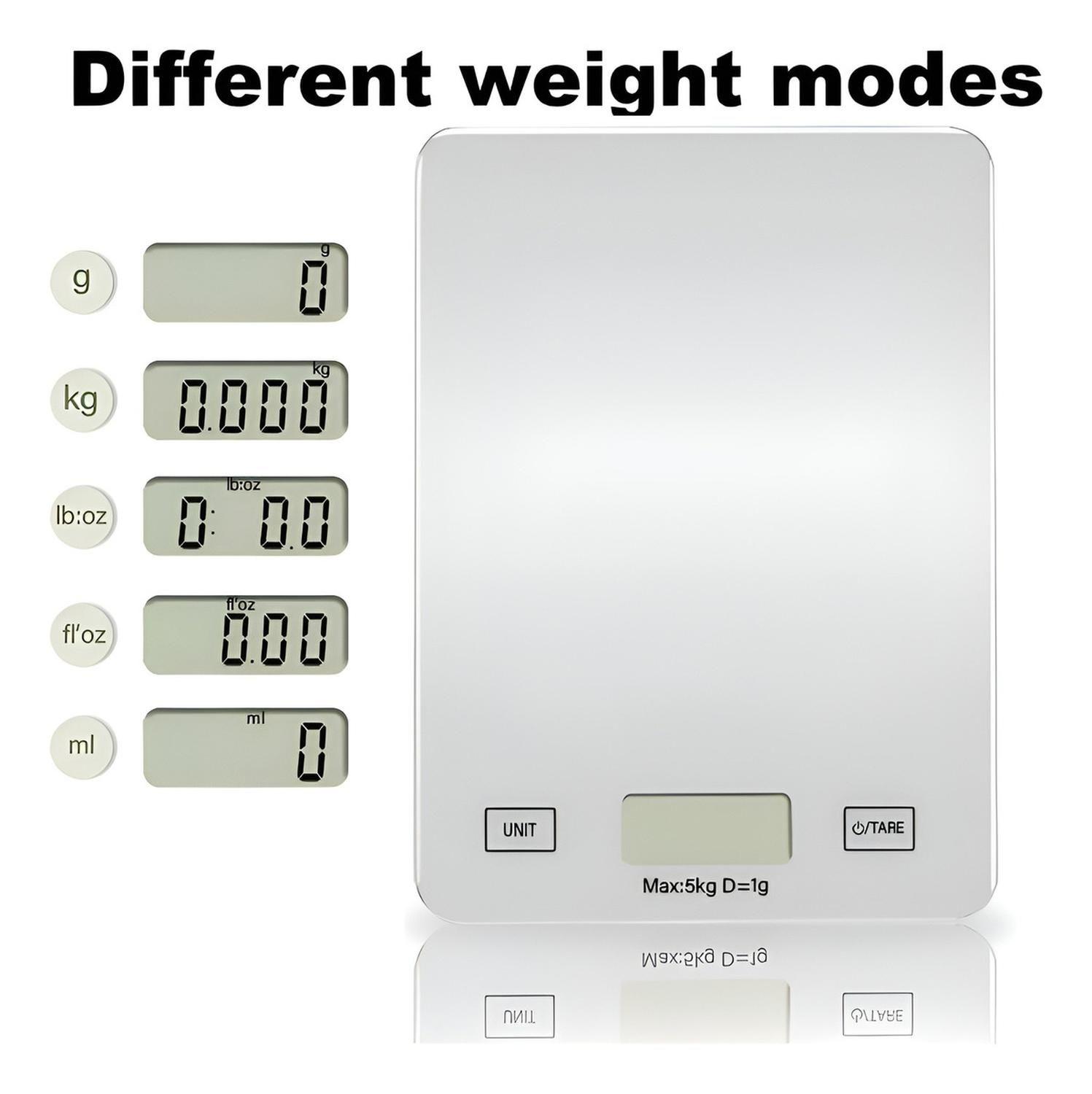 [PLAT-173623] Gramera Digital Pesa Gramera Cocina Pesa Alimentos 5kg/0.01g Plateado 5 Kg-3