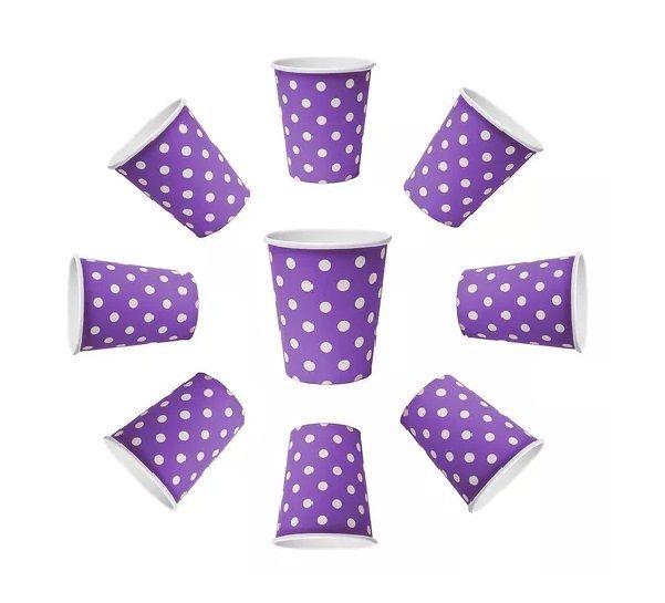 20 Set Cumpleaños Vasos Plato Desechable Morado-3