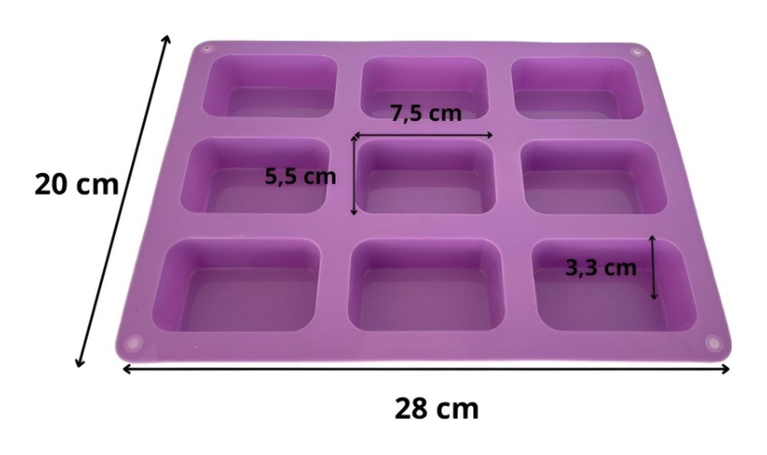 Molde Silicona Molde Jabon Artesanal Barra Rectangular 9cavi-2