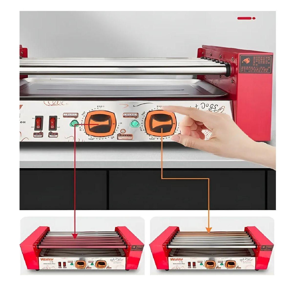 Rostizador Vienesas Parrilla Hot Dog Calentador Pan 7 Roller-5
