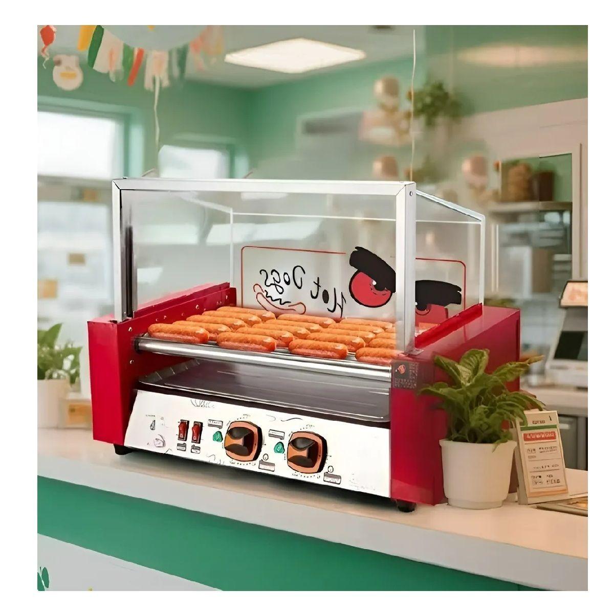 Rostizador Vienesas Parrilla Hot Dog Calentador Pan 7 Roller-7