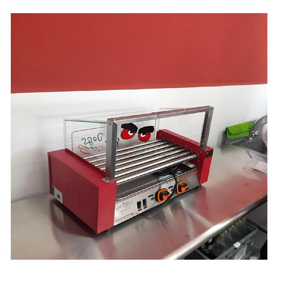 Rostizador Vienesas Parrilla Hot Dog Calentador Pan 7 Roller Máquina Comercial De Comida Rápida-7