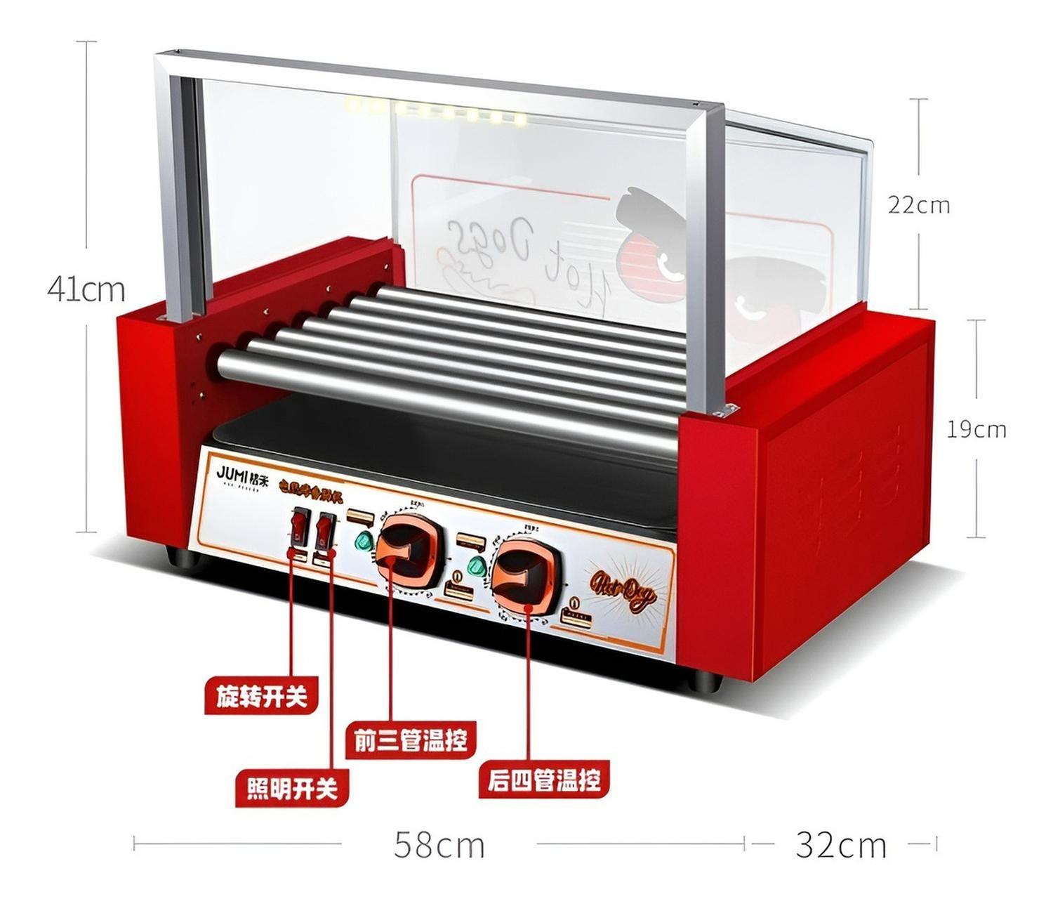 Rostizador Vienesas Parrilla Hot Dog Calentador Pan 7 Roller-2