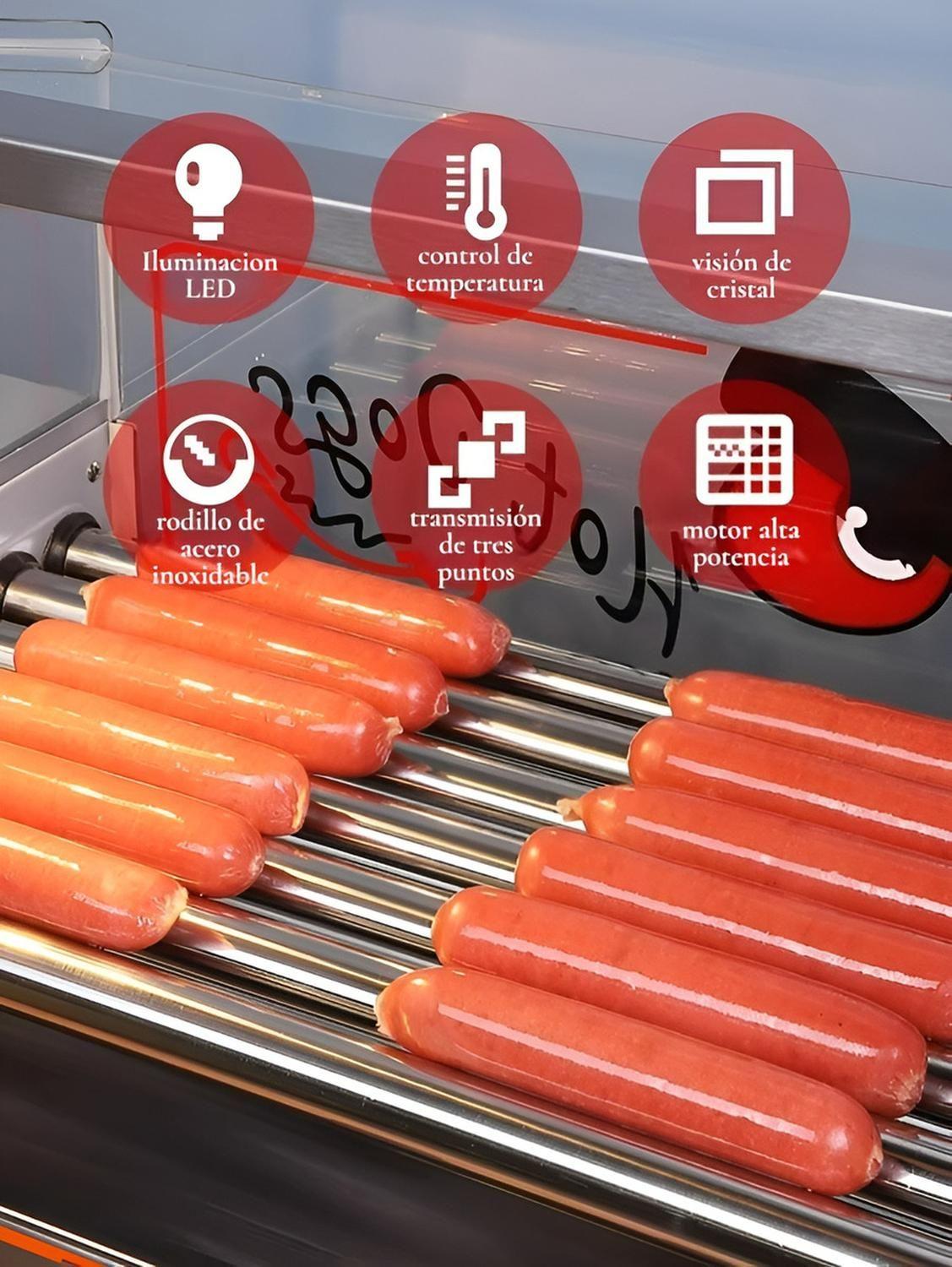 Rostizador Vienesas Parrilla Hot Dog Calentador Pan 7 Roller-6