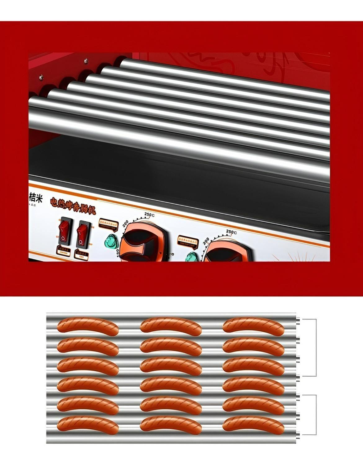 Rostizador Vienesas Parrilla Hot Dog Calentador Pan 7 Roller-9