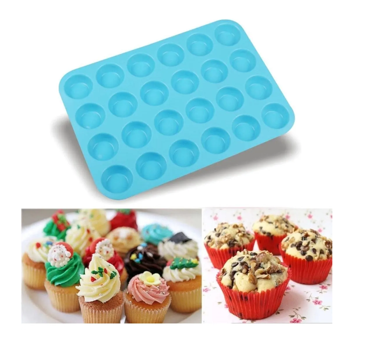Molde Cupcakes 24 Mini Cupcakes Molde Para Tortas Reposteria multicolor -7