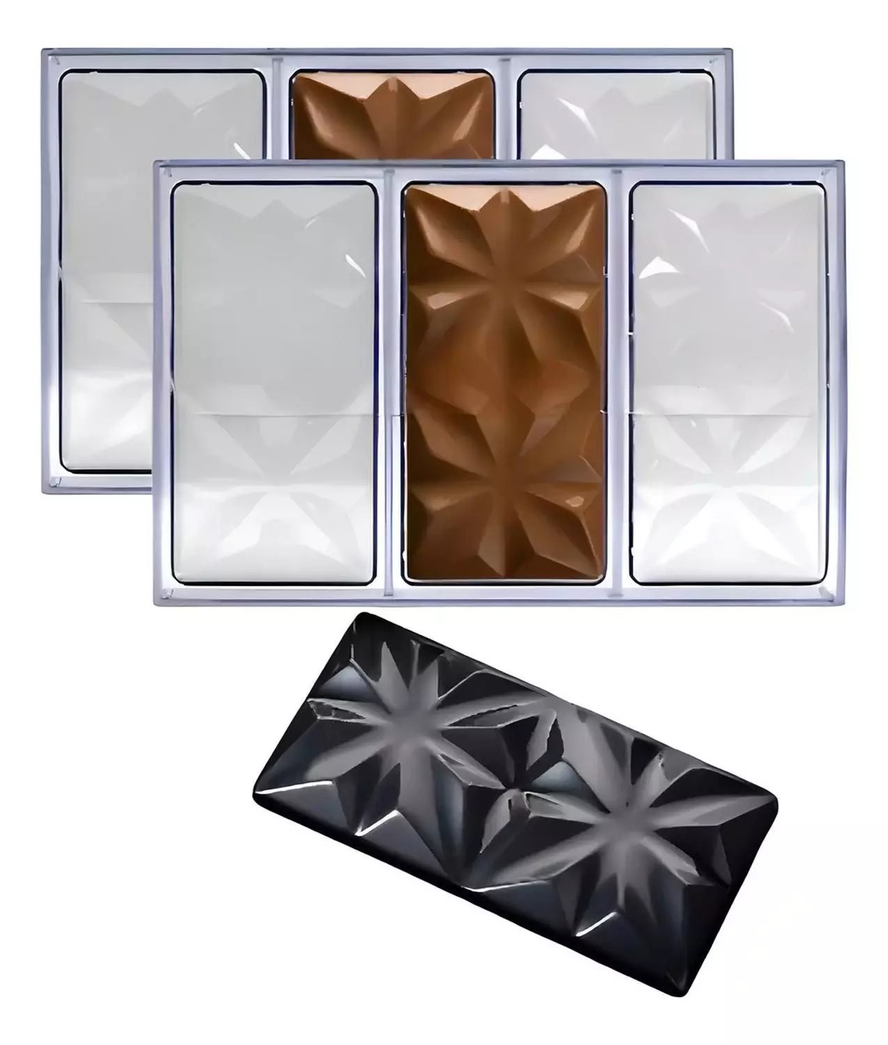 Set X2 Moldes Chocolate Policarbonato Molde De Chocolate Rombos 3c Barra De Chocolate Moldes Para Ch-0