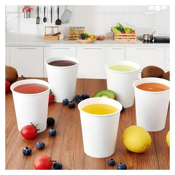100 Vasos Polipapel Vasos Para Cafe C/tapa+manga 296ml/ 10oz Blanco-3