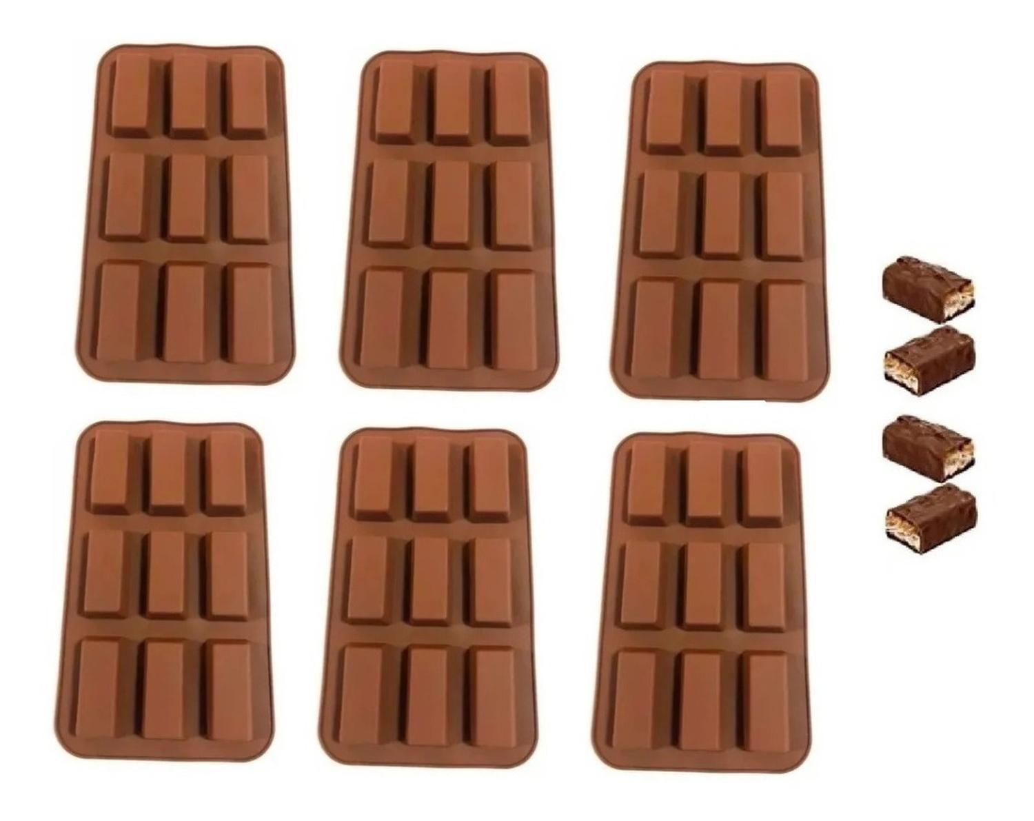 6 Moldes Silicona Chocolate Molde De Silicona Barra Cereal Marrón-0