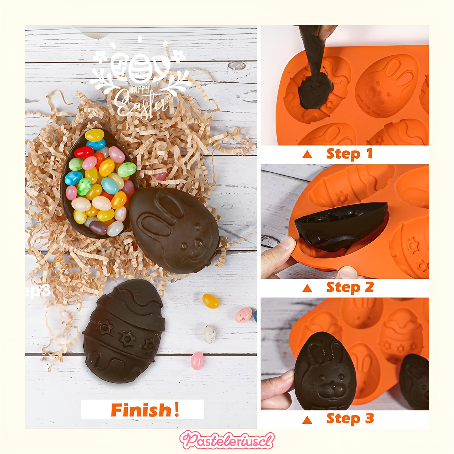 X2 moldes para reposteria 3D moldes silicona huevos de pascua antiadherente-3