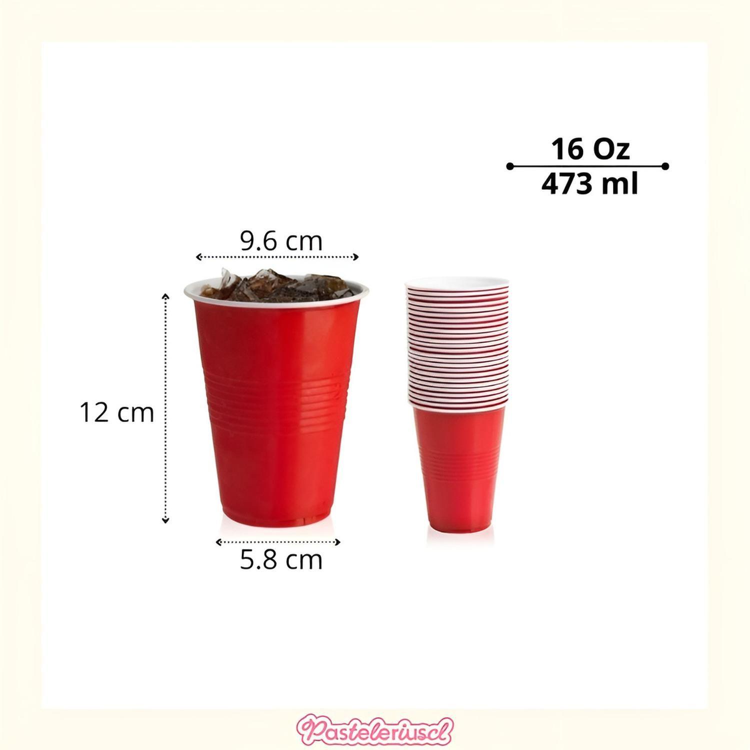 200 Vasos Plasticos Vaso Desechable Grande Bicolor 16 Oz Rojo-2
