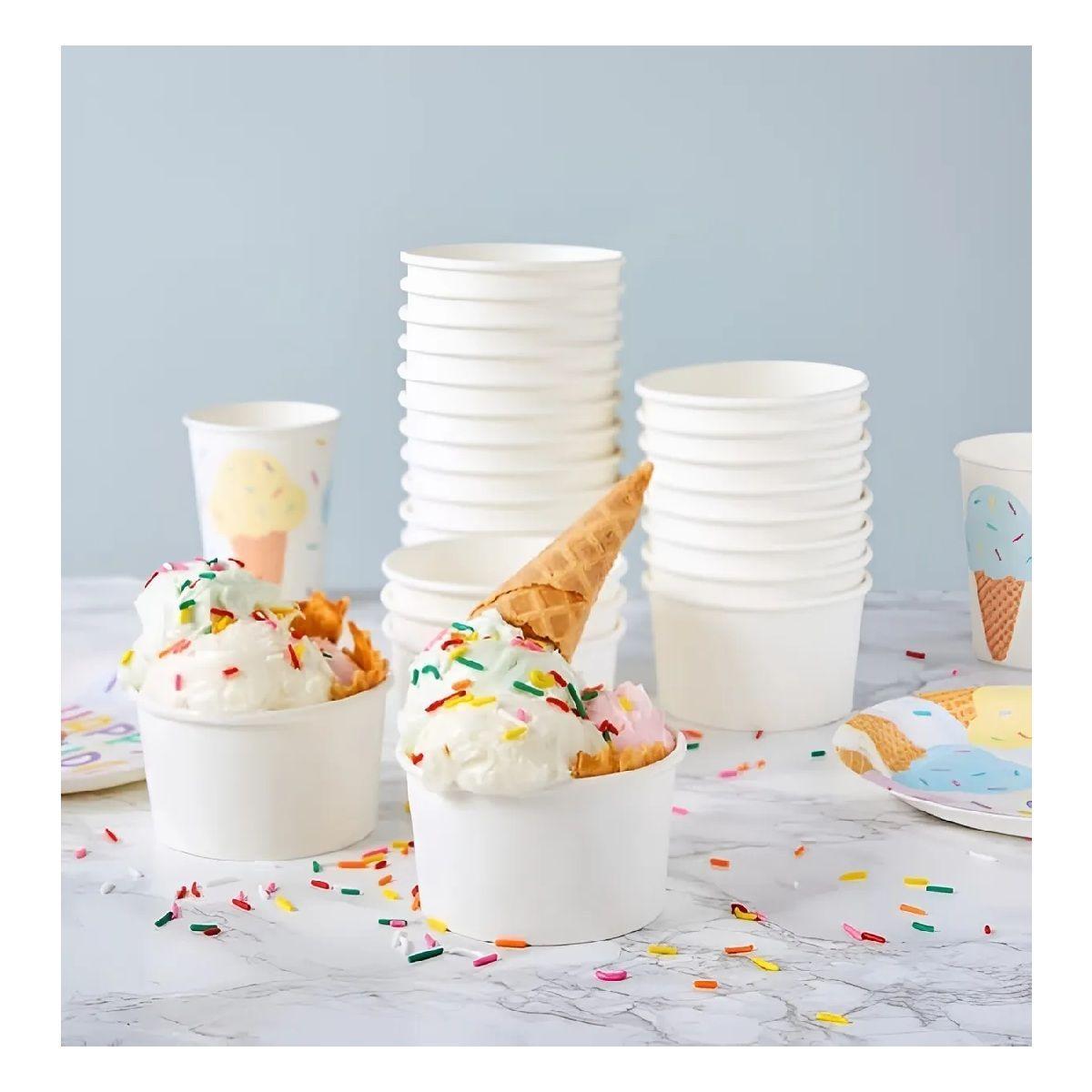 200 Vasos Polipapel Helado Vasos Desechables Pote Helado 4oz Blanco / Pote Helados 4oz-4