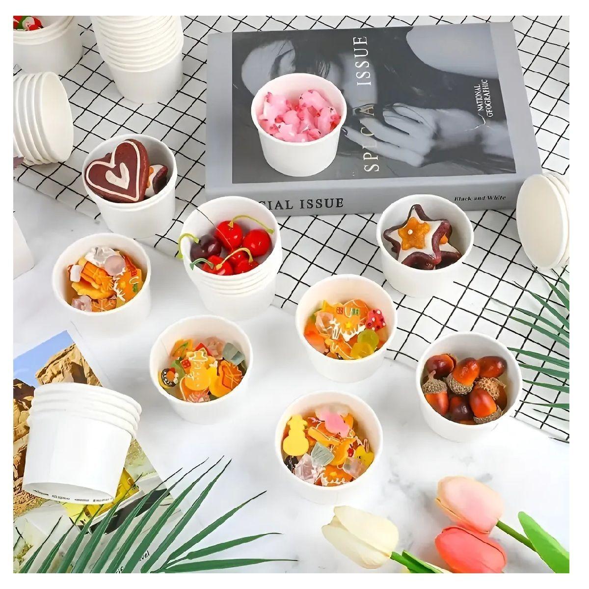 200 Vasos Polipapel Helado Vasos Desechables Pote Helado 4oz Blanco / Pote Helados 4oz-7