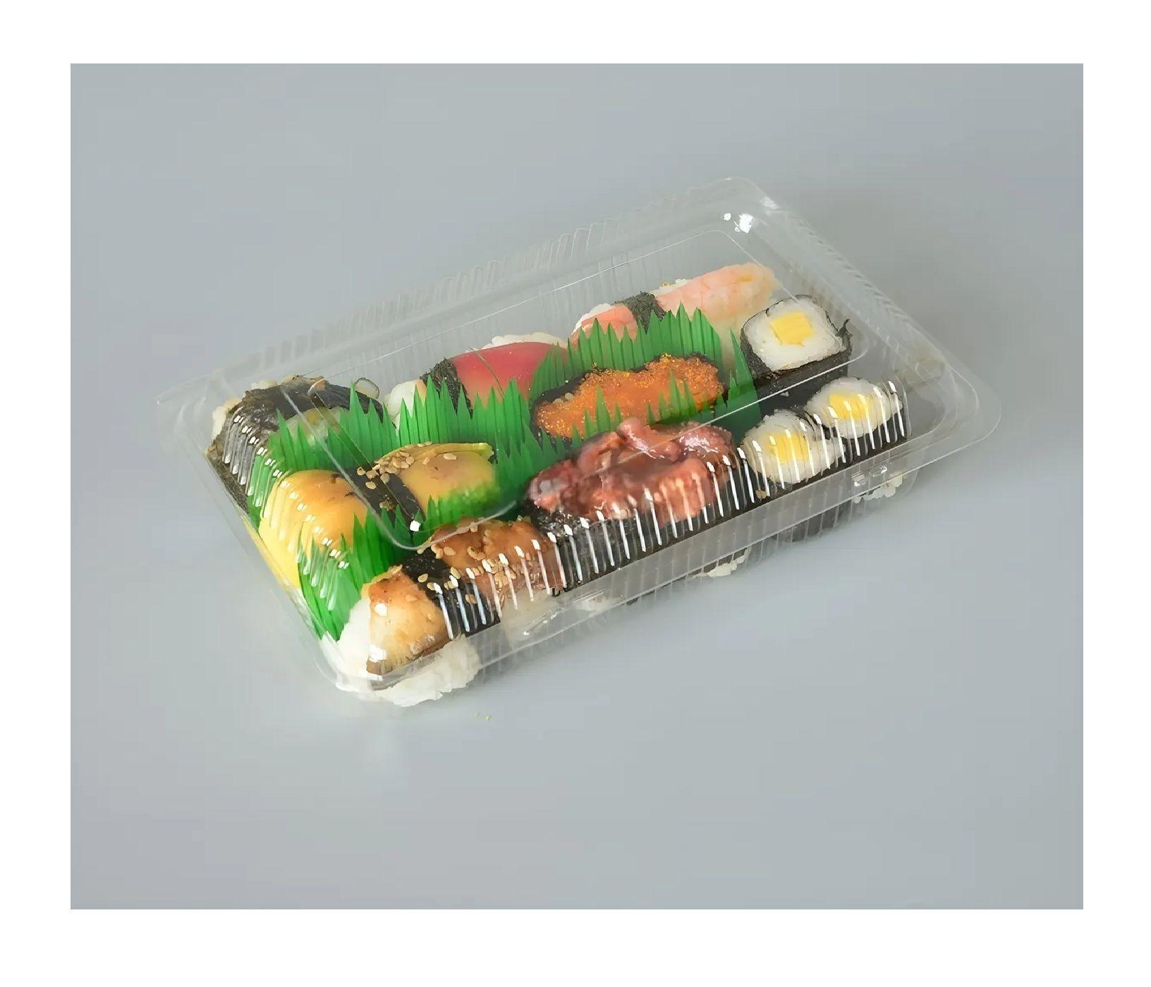140 Bandejas Plastica Para Sushi Envase Transparente 3 Rolls-3