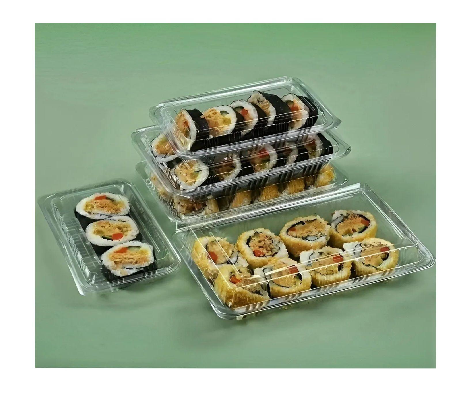 140 Bandejas Plastica Para Sushi Envase Transparente 3 Rolls-4