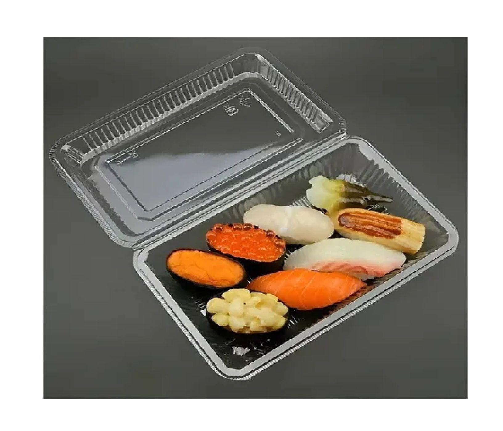 140 Bandejas Plastica Para Sushi Envase Transparente 3 Rolls-5