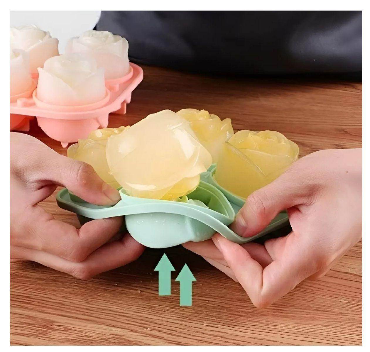 Cubetas De Hielo Con Tapa Cubeta Hielo Silicona Rosas 3d-3