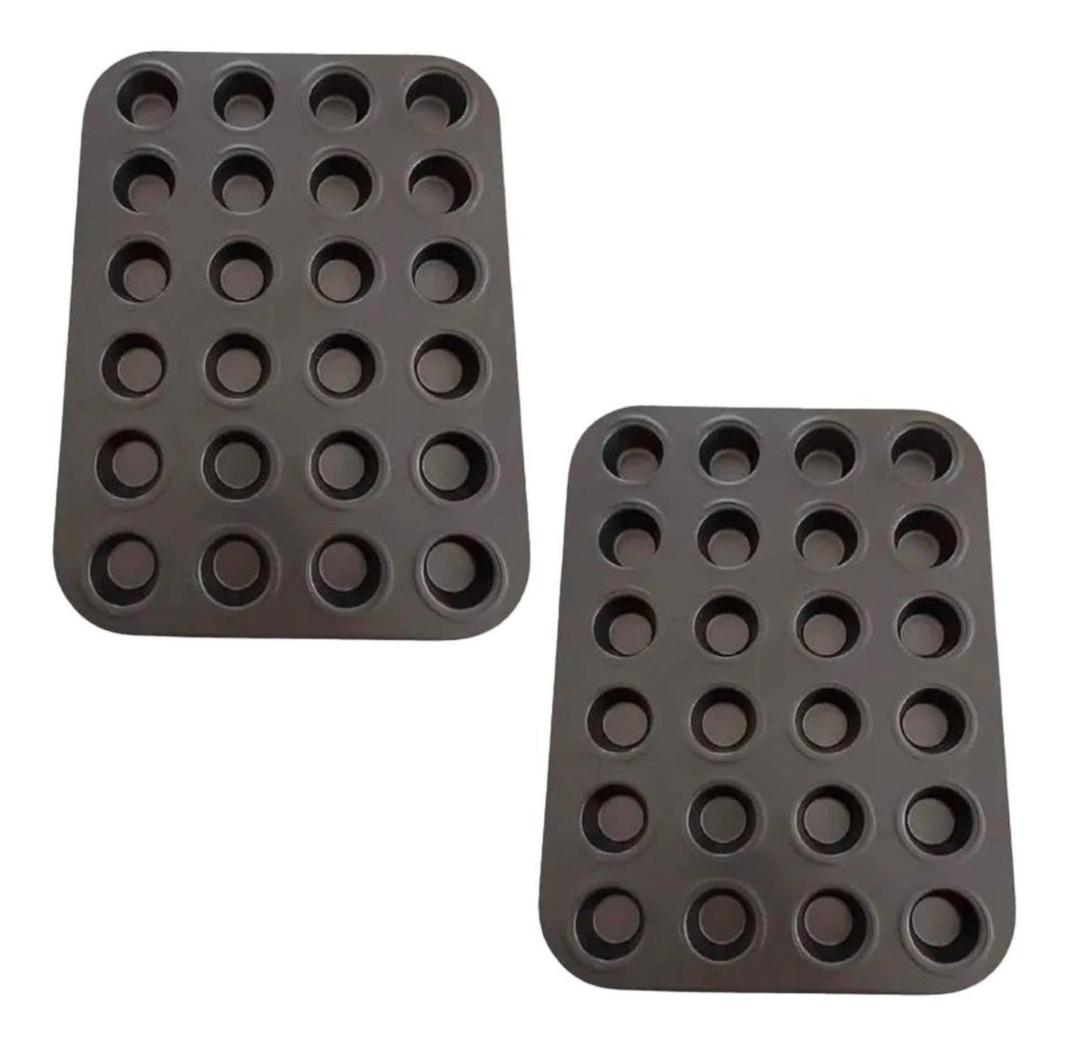 Pack X2 Molde 24 Cupcakes Molde Cupcake Molde Para Tortas Gris-0