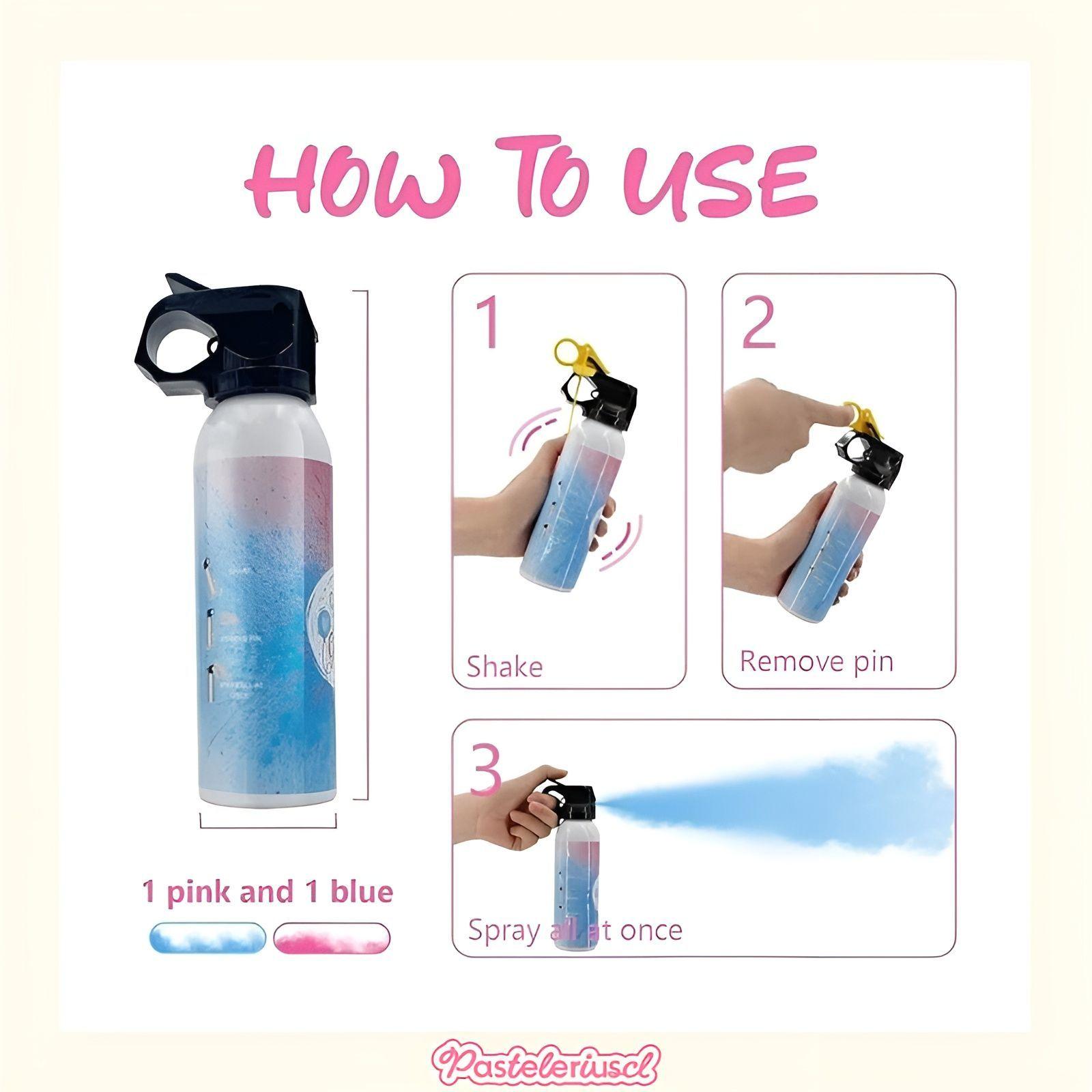 Packx2 Extintor Humo Revelacion De Genero Cañon Spray Color-4