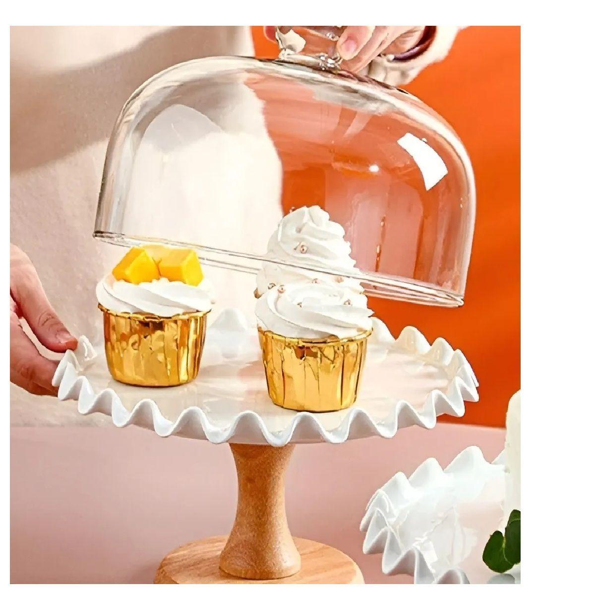 Porta Tortas Base Para Cupcakes Base Para Torta C/tapa 21cm-3