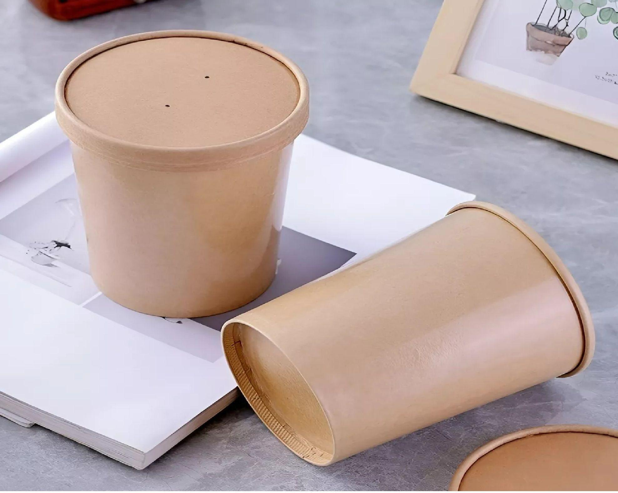 X100 Potes Contenedor De Alimentos Pote Kraft C/tapa 32oz-4