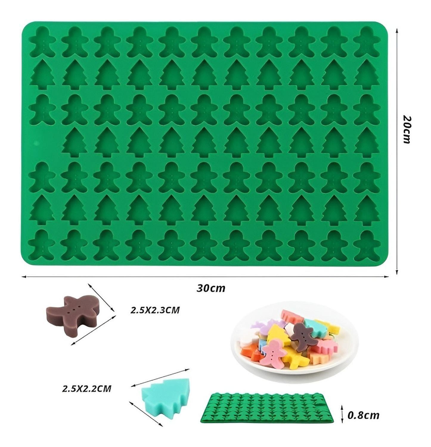 Moldes Chocolate Molde Silicona Navidad Arbol Jengibre 76cav-2