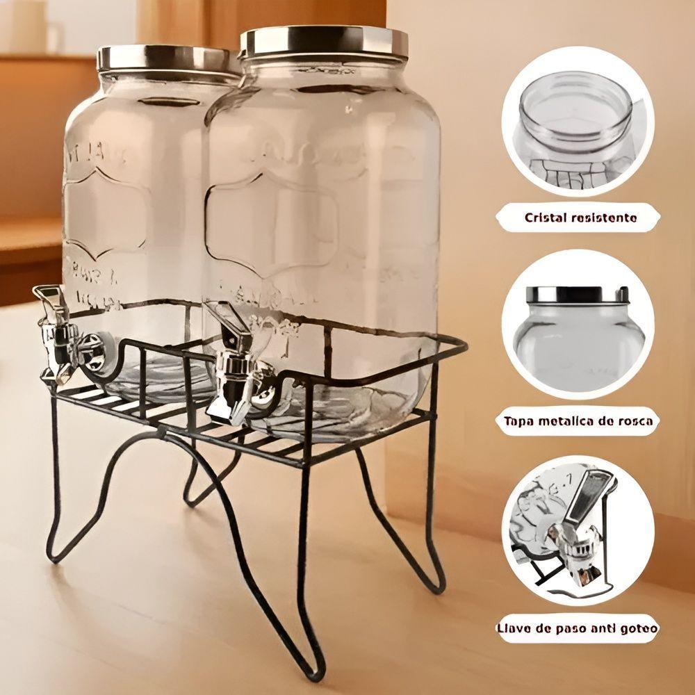 Dispensador De Bebidas Con Atril Dispensadores doble Jugo 4l-3