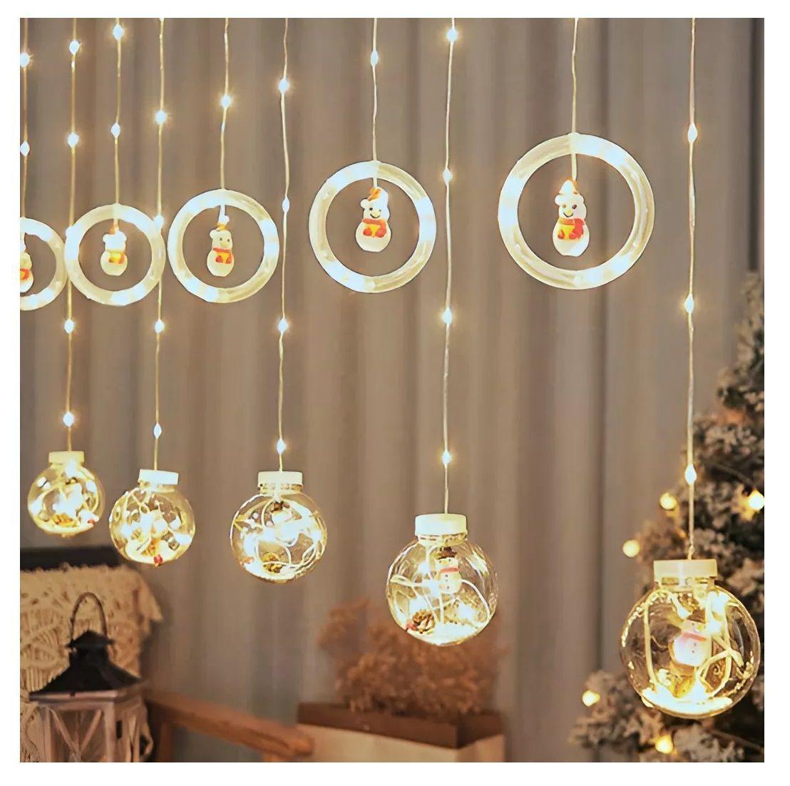 Cascada Luces Cascada Navideñas Luces Navidad Cascada Guirnaldas Navidad Guirnalda Aros Bolas 3mts-0