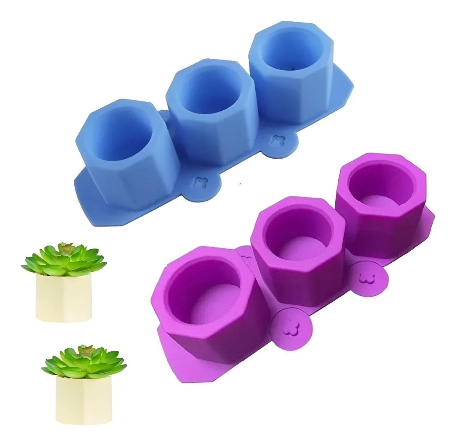 X2 Moldes De Silicona Maceta Molde Para Yeso Molde Para Vela Azul-0