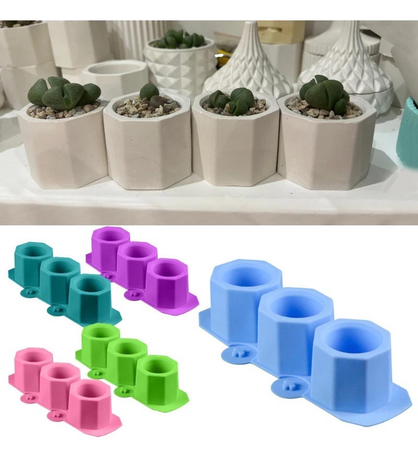 X2 Moldes De Silicona Maceta Molde Para Yeso Molde Para Vela Azul-5