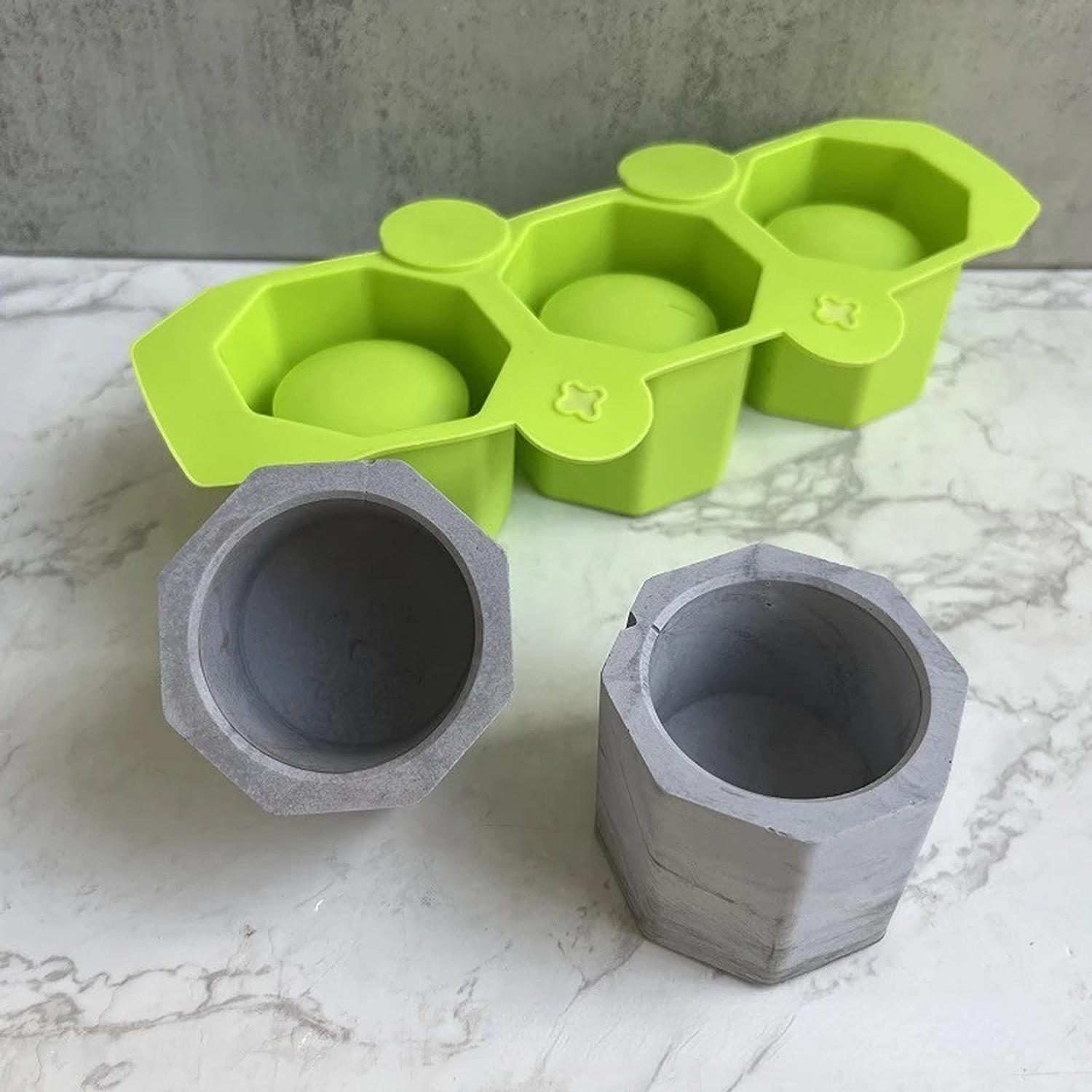 X2 Moldes De Silicona Maceta Molde Para Yeso Molde Para Vela Azul-7