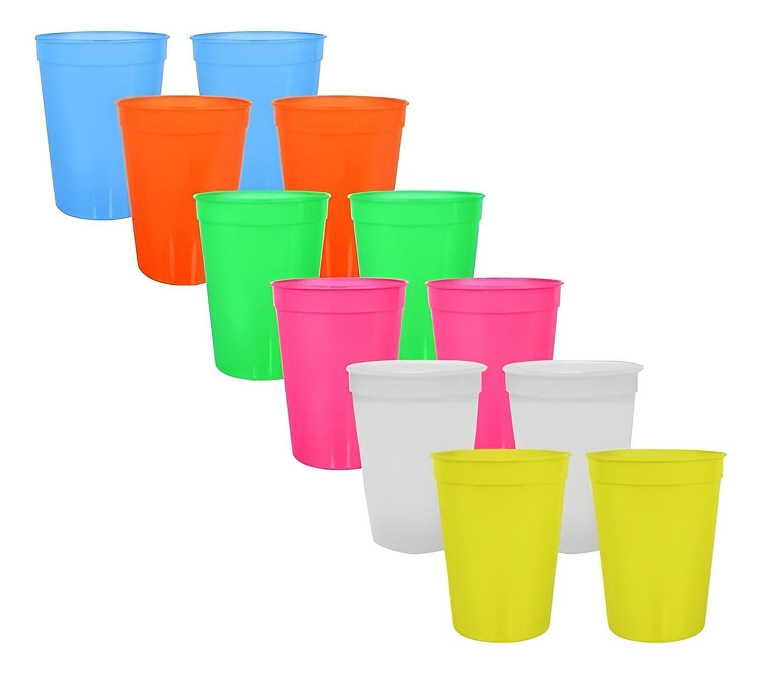 12 Vasos Plasticos Vasos Reutilizables Plasticos Vasos 450ml Multicolor-0
