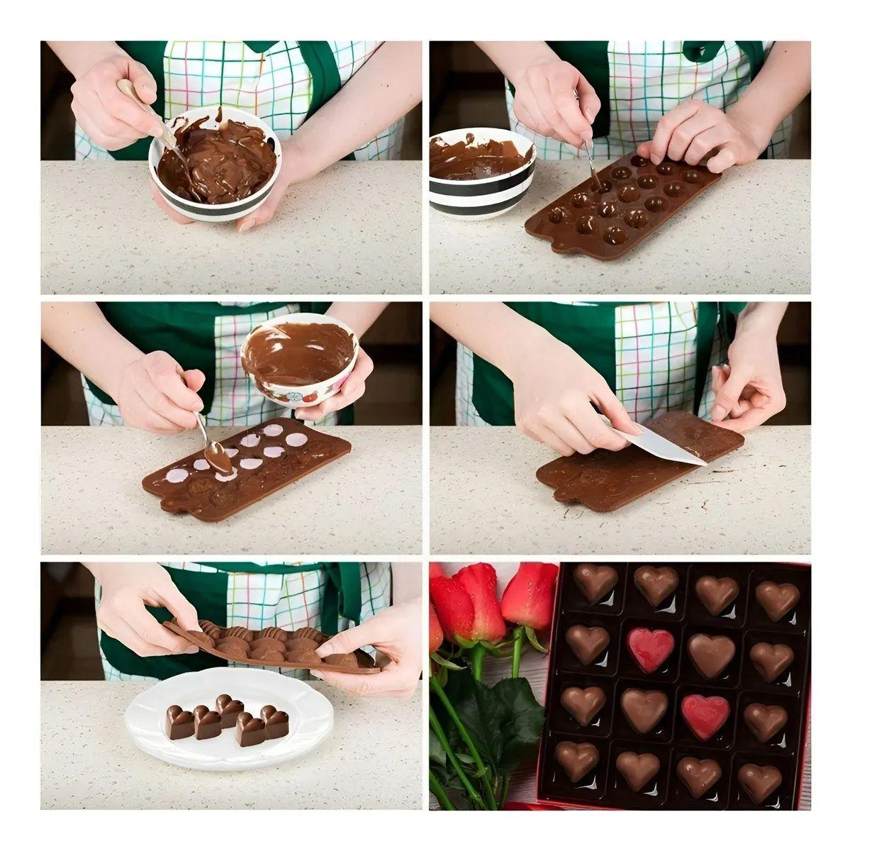 Pack X4 Moldes Para Chocolate Moldes Reposteria Corazon 15c-7