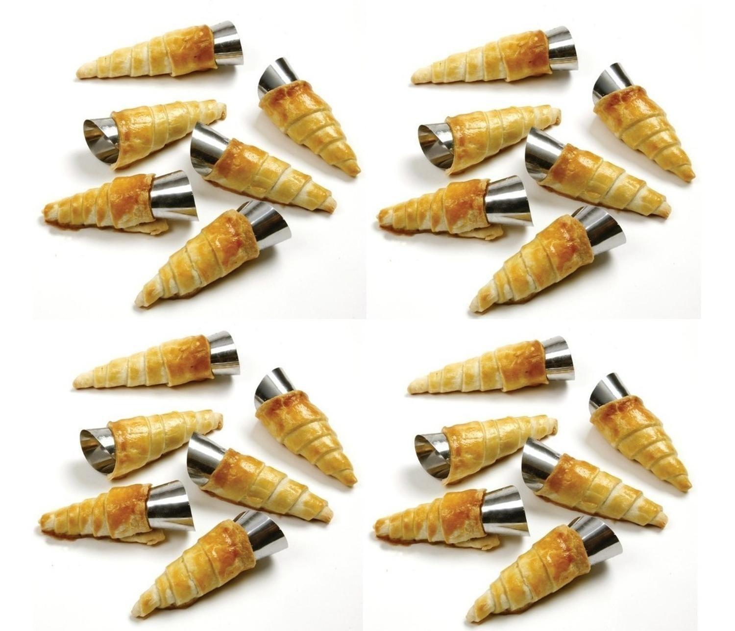 Pack X24 Cono Molde Para Cannoli Cachito Croissant Pan Danes Gris-2