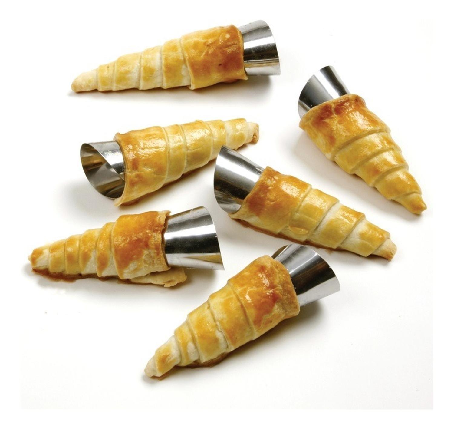 Pack X24 Cono Molde Para Cannoli Cachito Croissant Pan Danes Gris-5