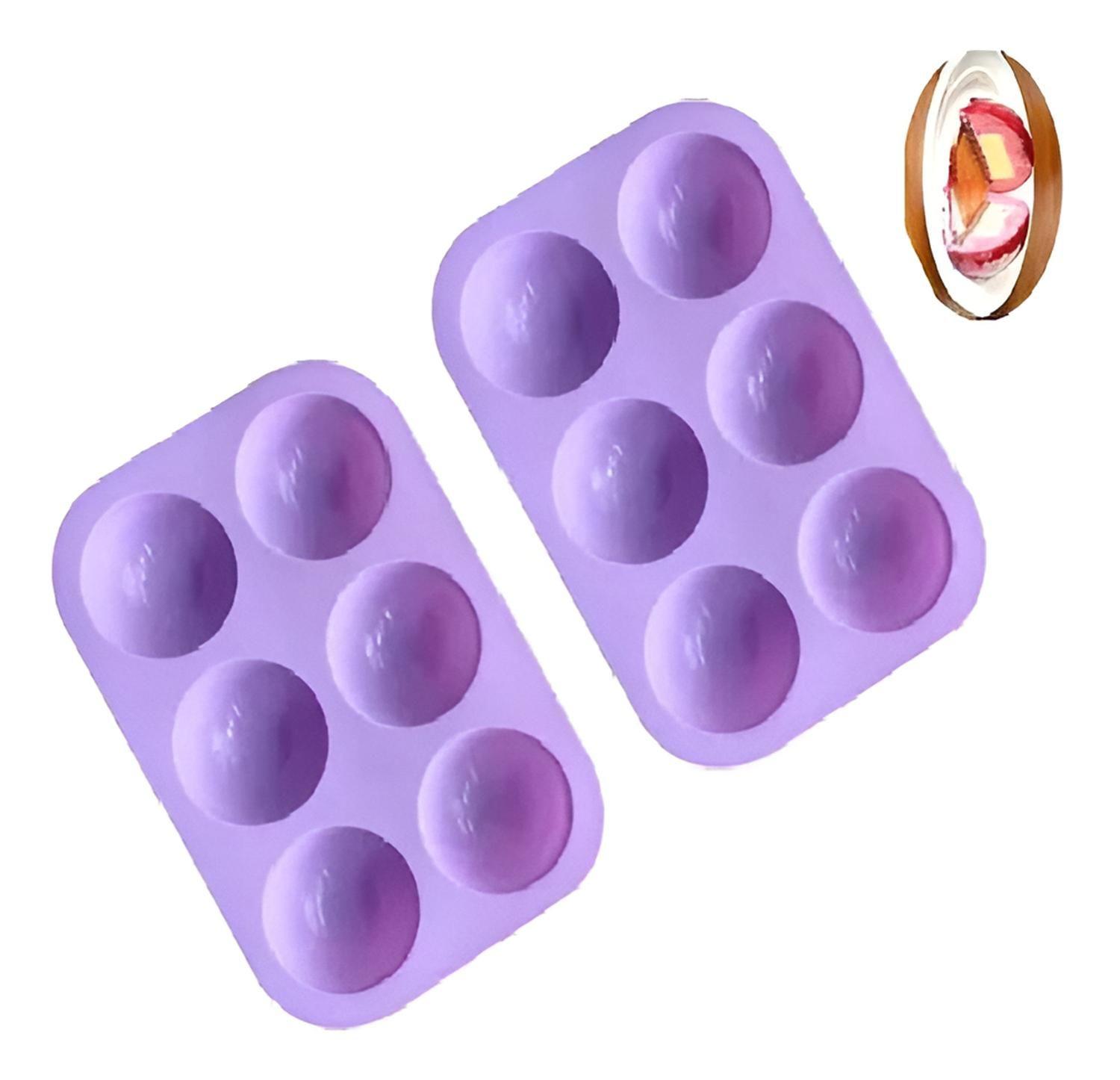 Moldes Silicona 6 Cavidades Semiesfera Repostería Pastelería Cl Violeta-0