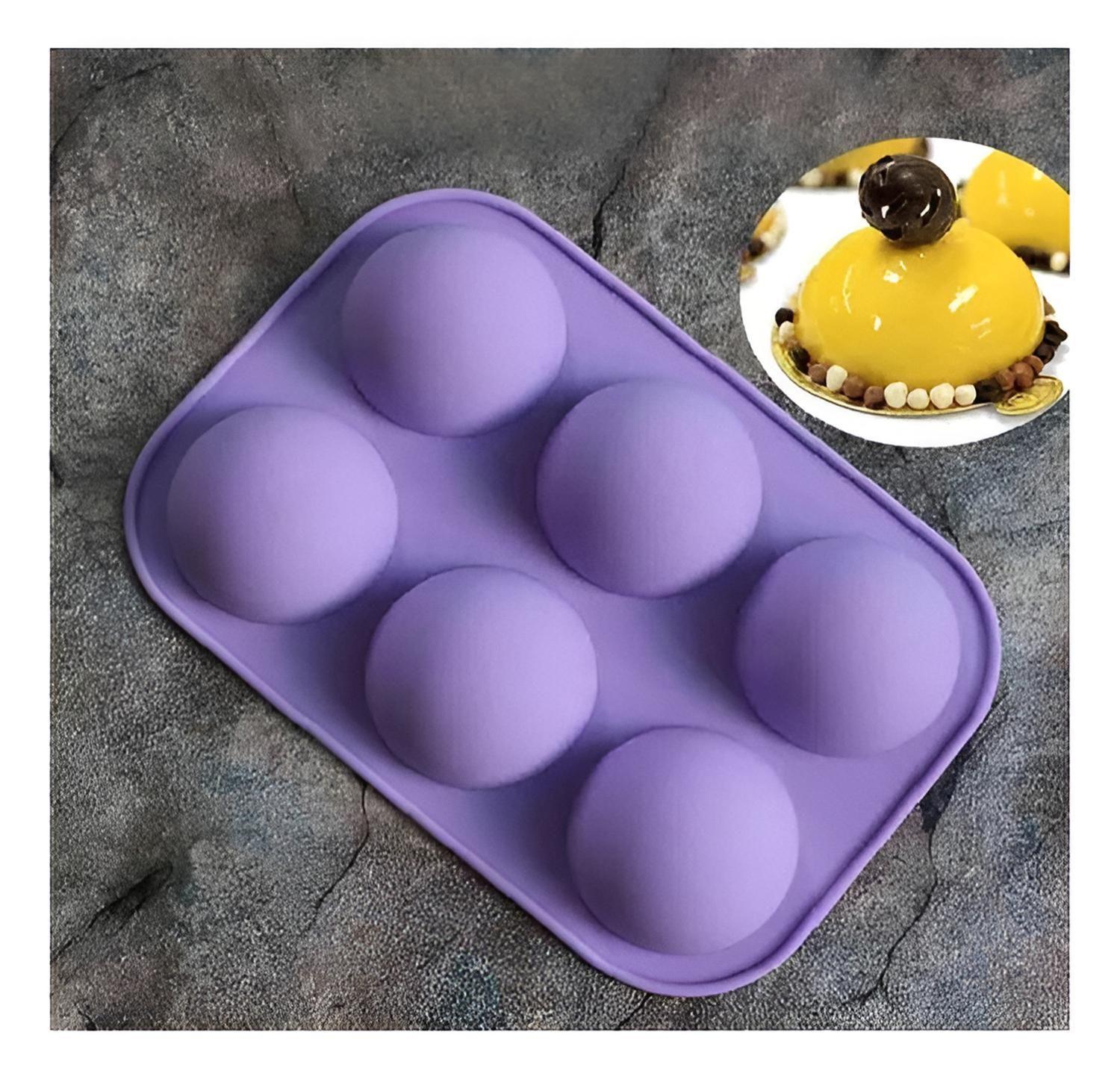 Moldes Silicona 6 Cavidades Semiesfera Repostería Pastelería Cl Violeta-1