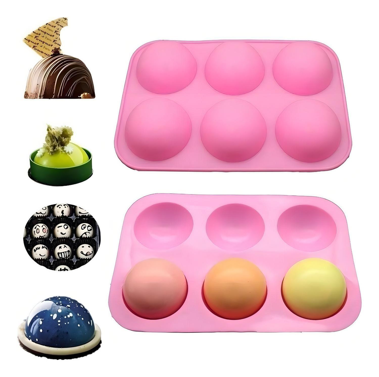 Moldes Silicona 6 Cavidades Semiesfera Repostería Pastelería Cl Violeta-6