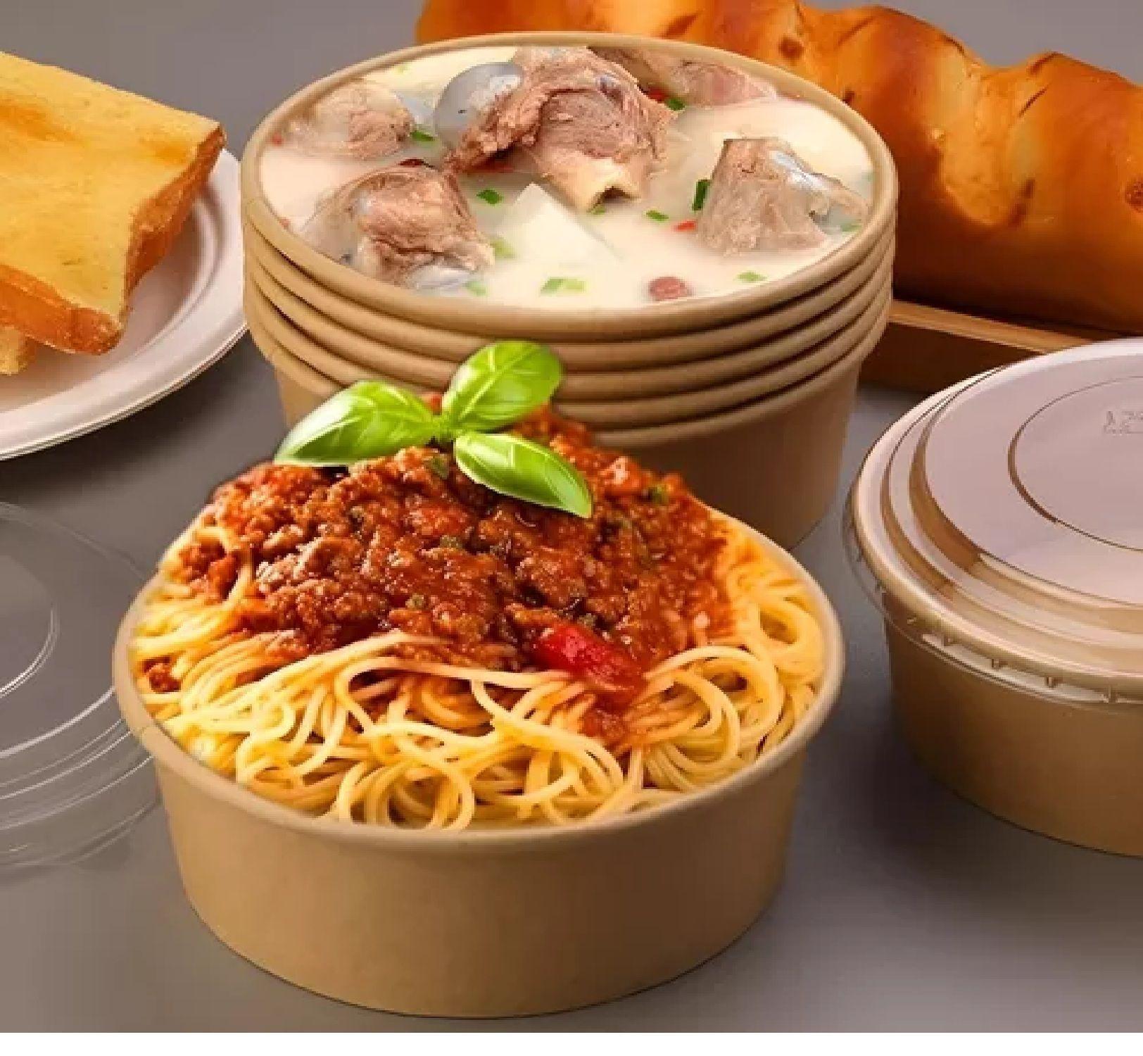 50 Bowls Plastico Bowl Con Tapa Envases Bowl Kraft 750 Cc-3