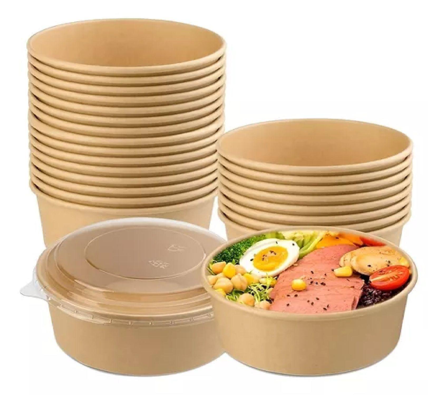 50 Bowls Plastico Bowl Con Tapa Envases Bowl Kraft 750 Cc-7