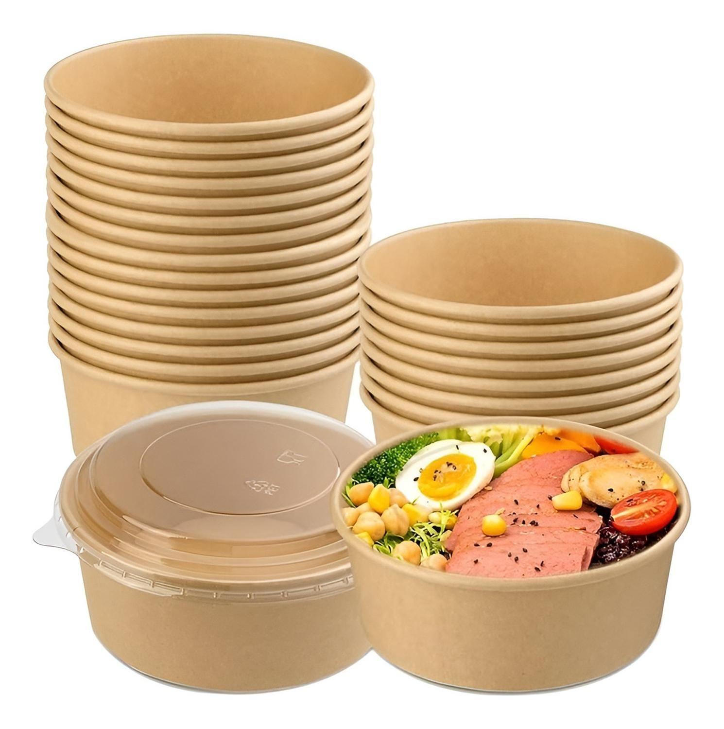 Bowls Plastico Bowl Con Tapa Envases Bowl Kraft 750 Cc-0