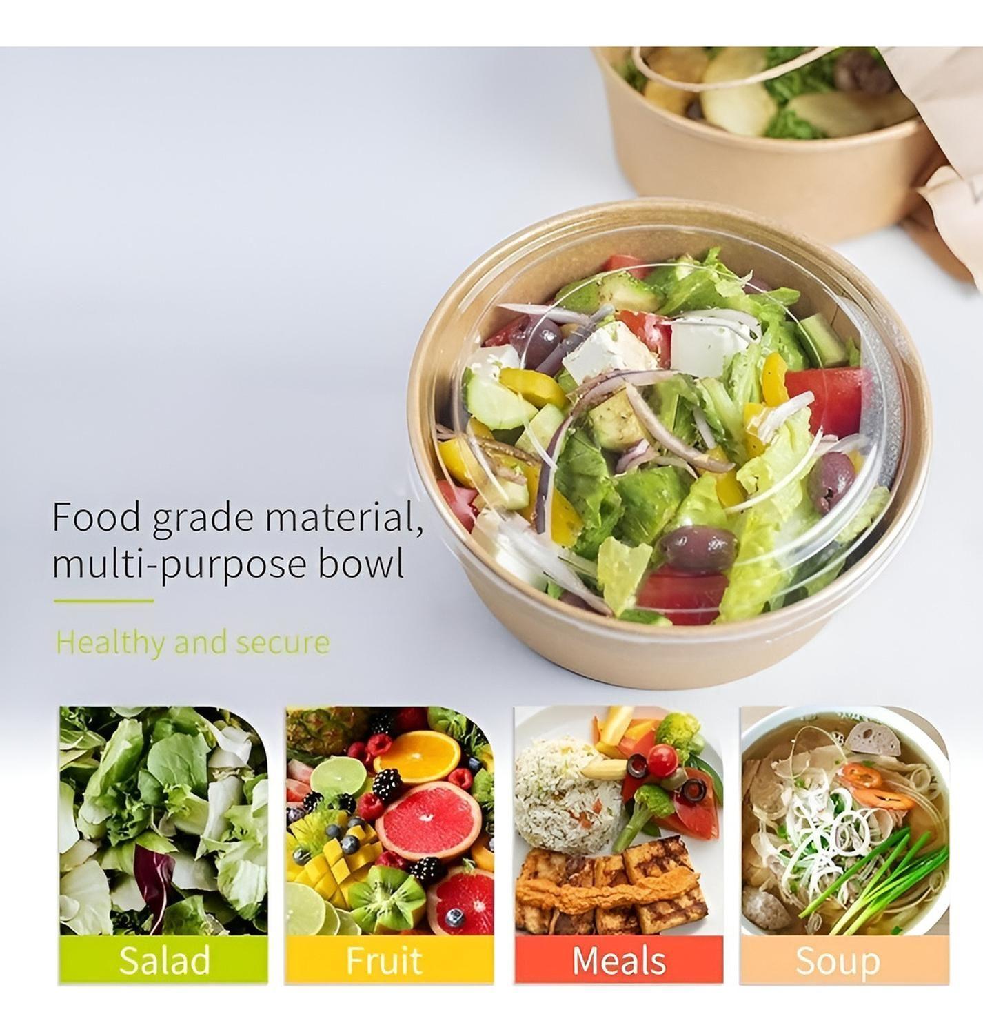 Bowls Plastico Bowl Con Tapa Envases Bowl Kraft 750 Cc-3