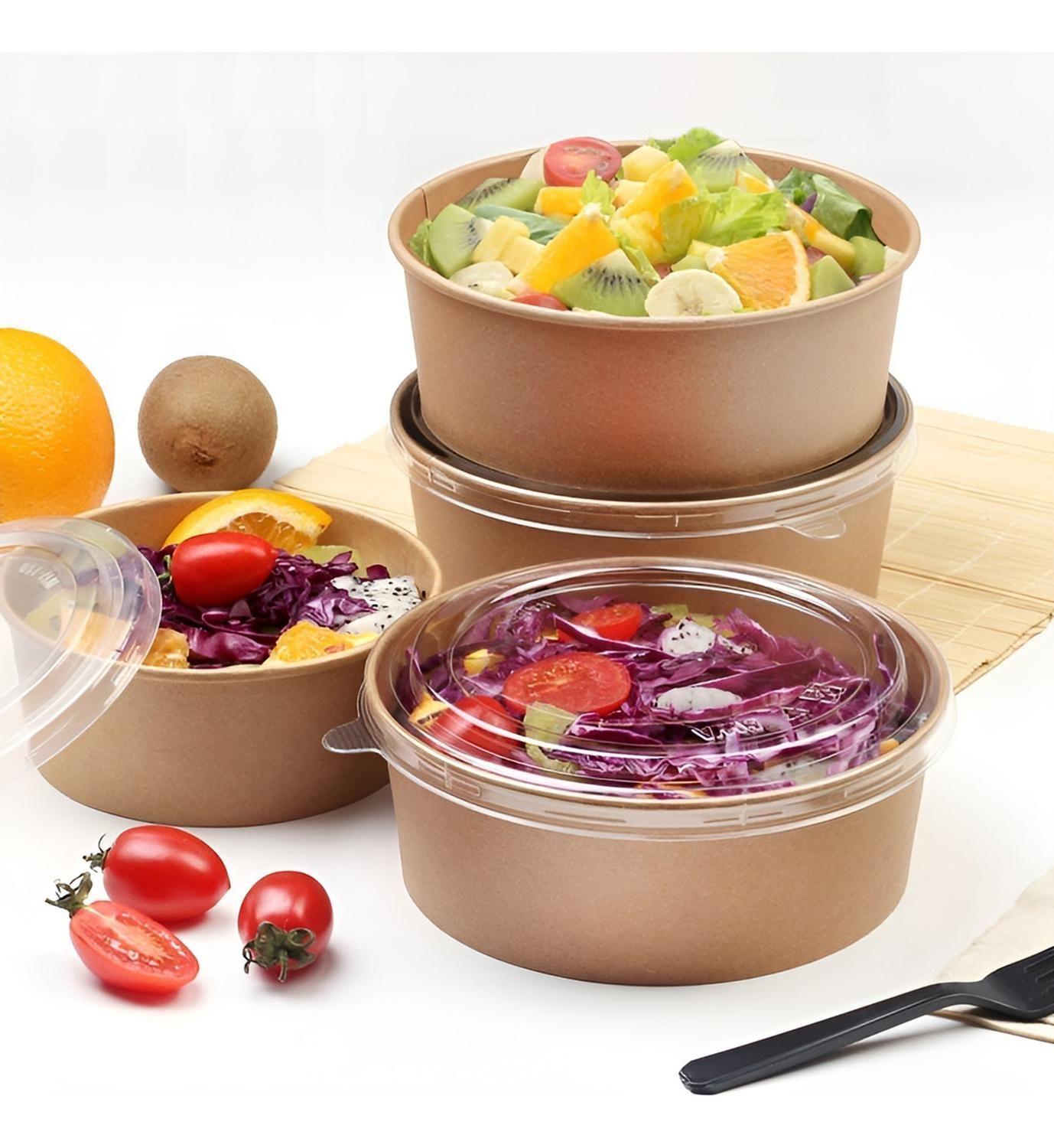 Bowls Plastico Bowl Con Tapa Envases Bowl Kraft 750 Cc-5