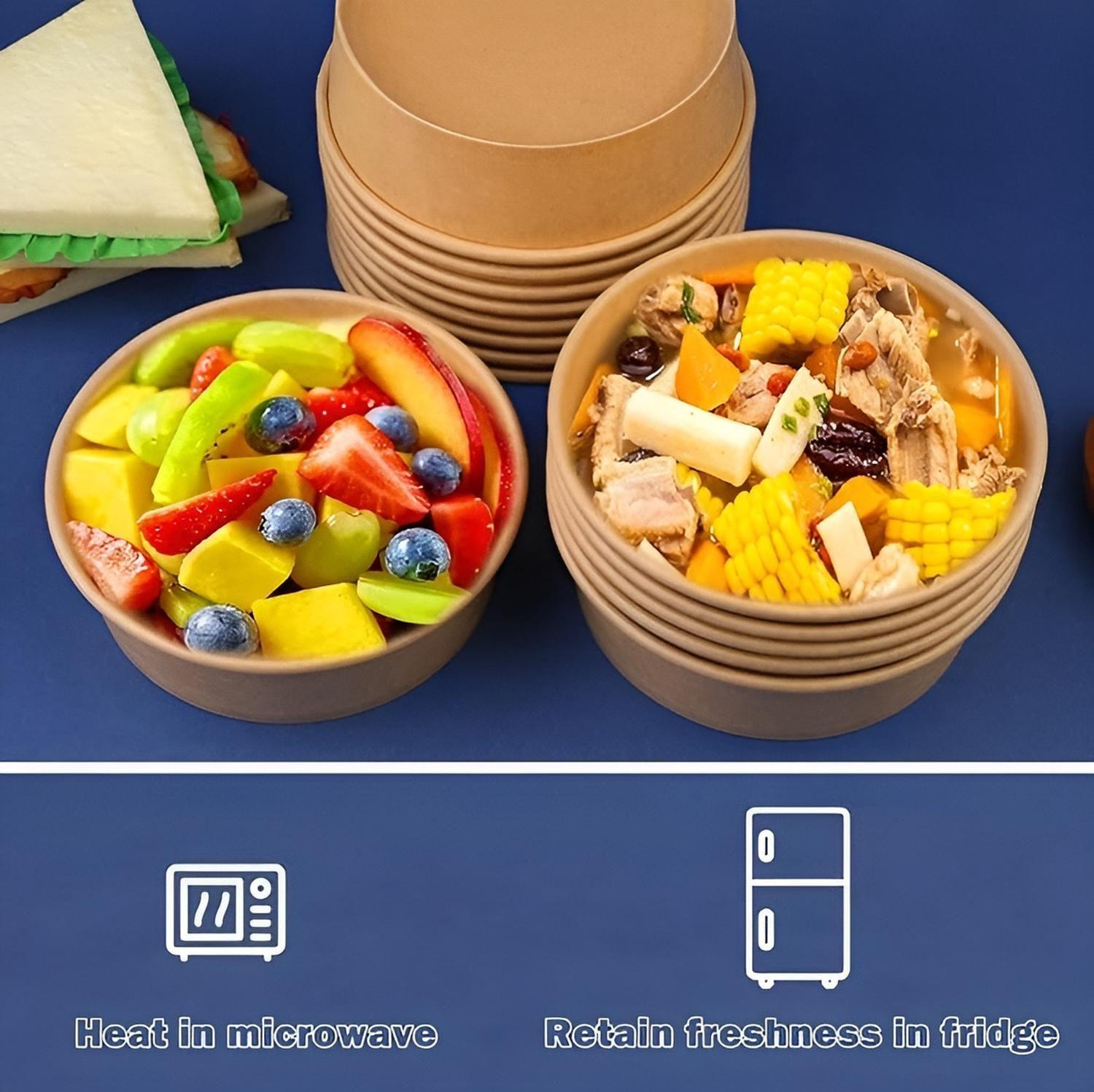 Bowls Plastico Bowl Con Tapa Envases Bowl Kraft 750 Cc-7
