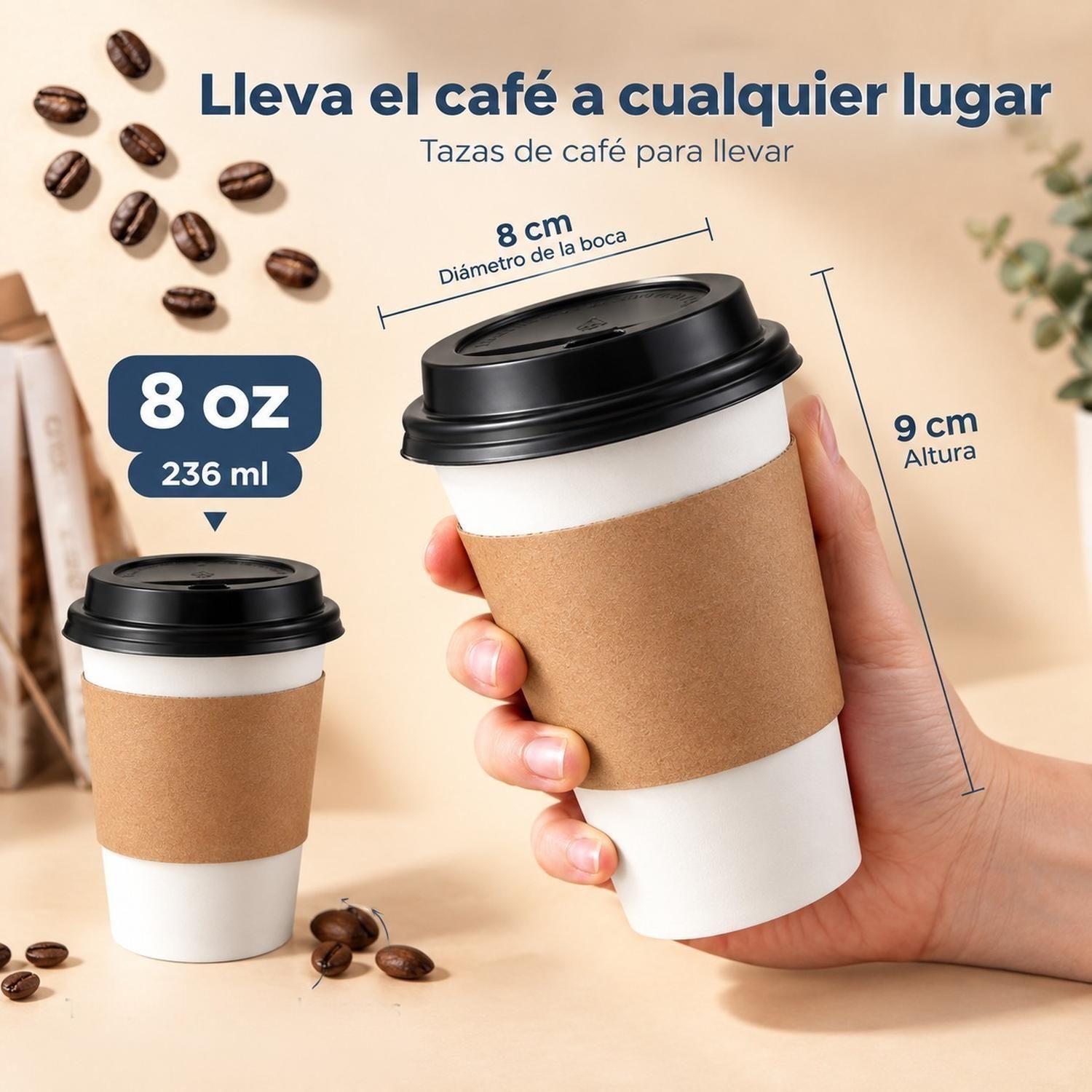 Paquete de 1.000 vasos de café desechables 236ml/8oz vasos de papel con tapas-2