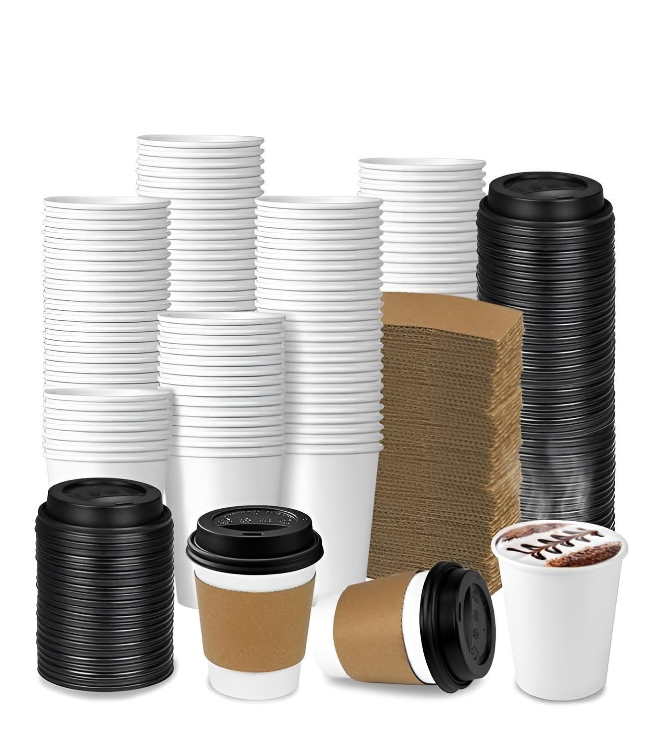 Paquete de 1.000 vasos de café desechables 236ml/8oz vasos de papel con tapas-9