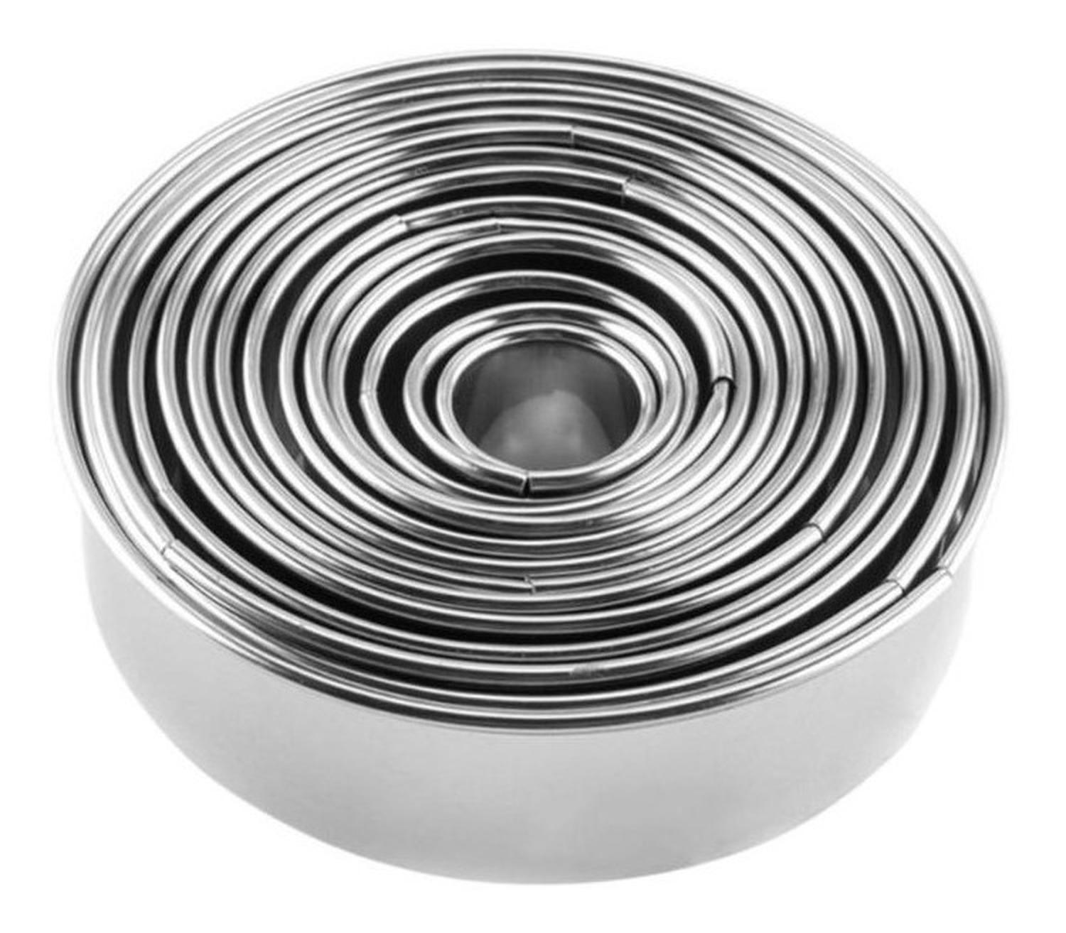 14 Moldes Galletas Circulo Molde De Galleta Cortador Galleta Plateado-2