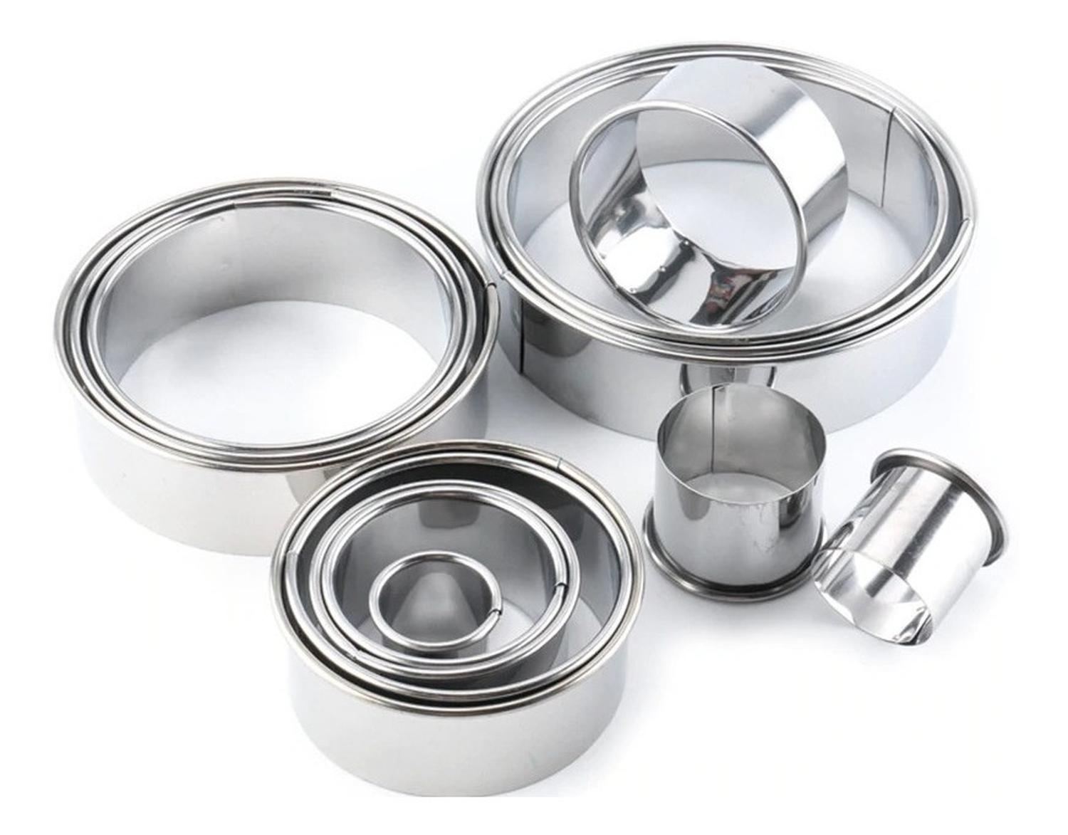 14 Moldes Galletas Circulo Molde De Galleta Cortador Galleta Plateado-5